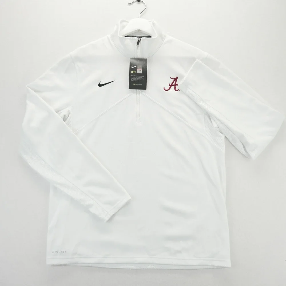 Nike Alabama Crimson Tide Dri-FIT 1/4 Zip Training Pullover White Mens Medium